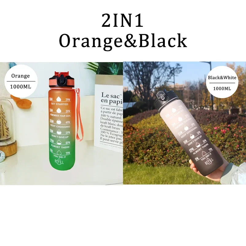 1 Liter Water Bottle Motivational Sport Water Bottle Leakproof Drinking Bottles Outdoor Travel Gym Fitness Jugs For Kitchen
