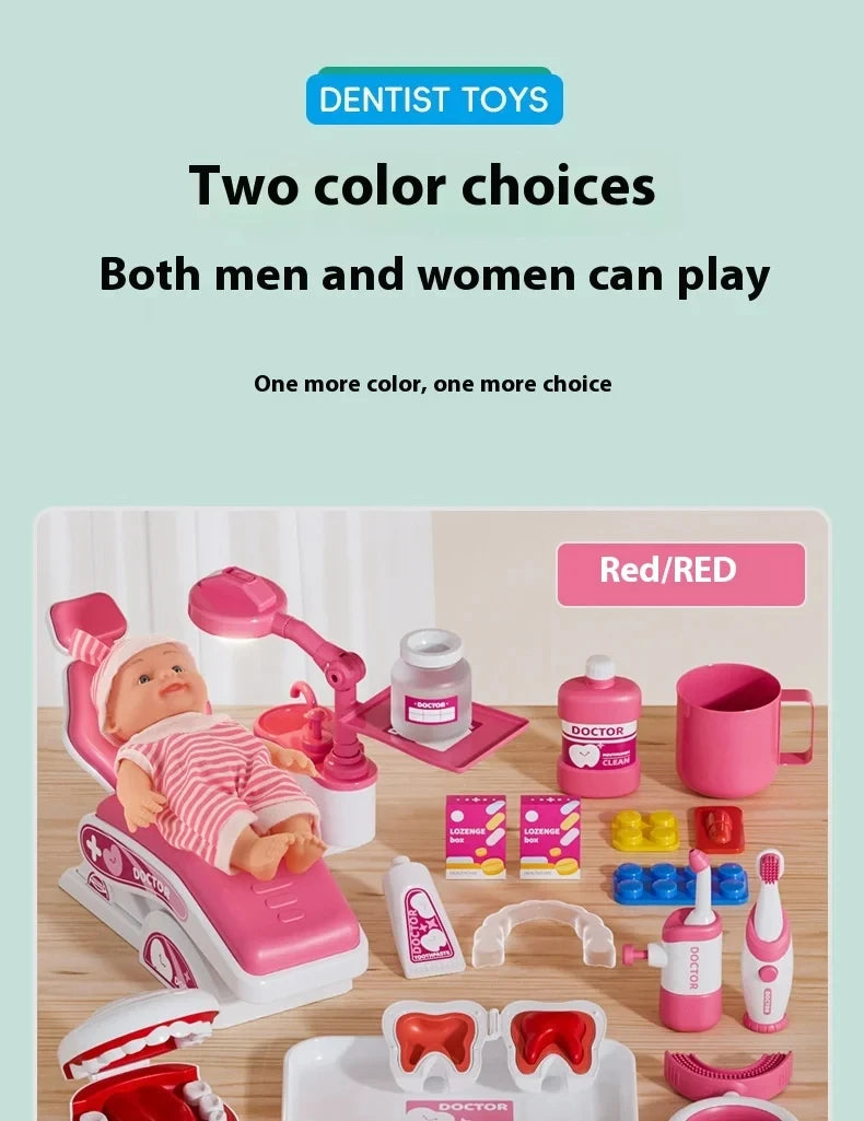 Kids Doctor Play Set Medical Kit with Dental Tools Simulation Dentist Game Pretend Role Play Toys for Boys Girls Gifts