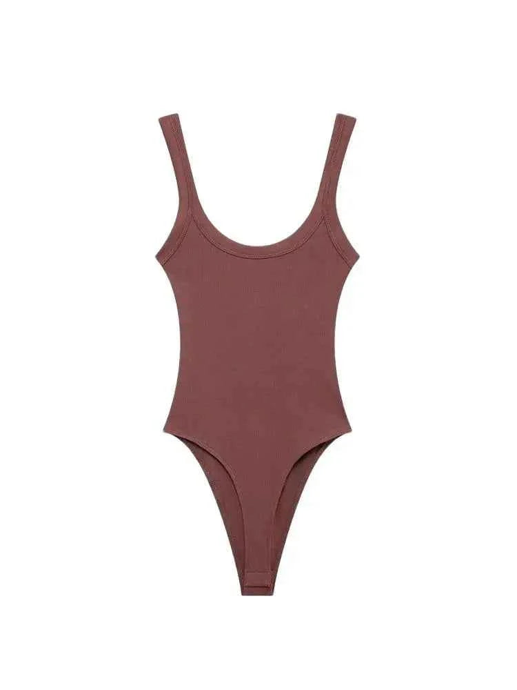 Skinny Ribbed Bodysuits for Women, O Neck, Straps, Snap-Button, Female Playsuits, Sexy Fashion