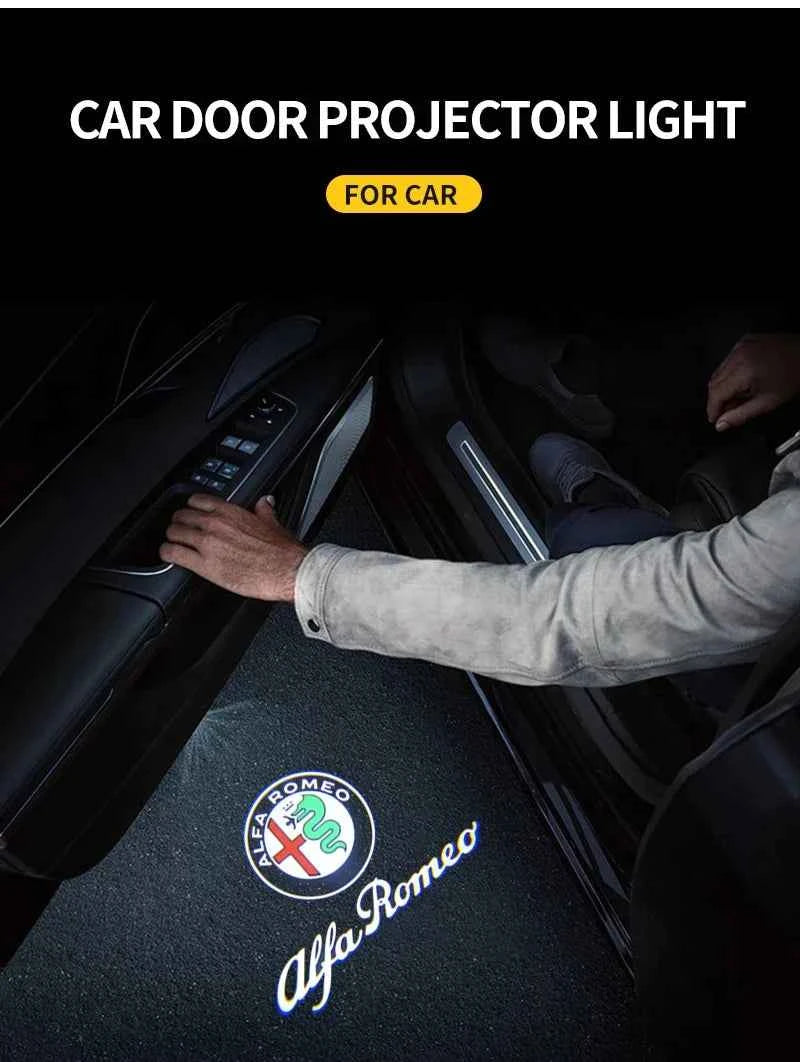 2Pcs Fashion LED Car Door Welcome Light Logo Projector for Alfa Romeo Spider Giulia Giulietta 147 156 159 Mito Stelvio GT Spider