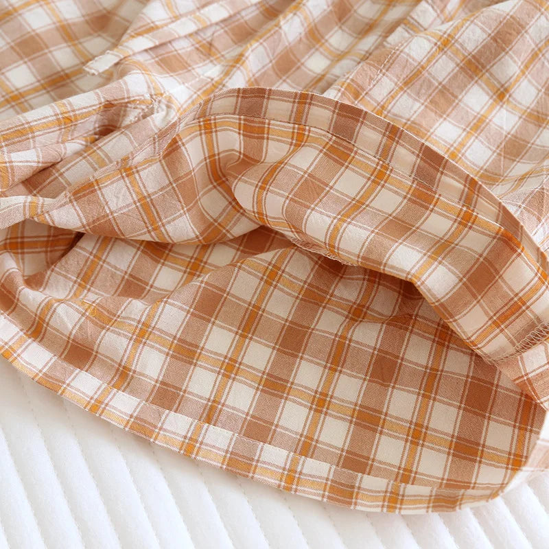 Summer Thin Loose Fit Women's Home Shorts Cotton Plaid Design Multi Colors Sleepwear Beach and Casual Wear Short Pants