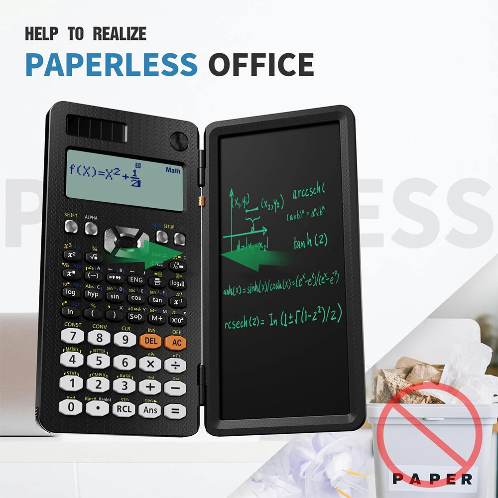 Scientific Calculators for Students 991ES Office Calculators Desktop 4-Line Display Calculator with Erasable LCD Writing Tablet