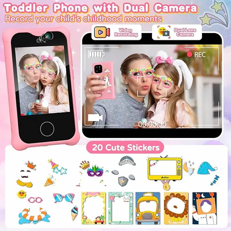 Digital Camera Kids Smart Phone MP3 Player Camera Toys Toys for Girls Touchscreen Unicorn Baby Mobile Educational Boys Age 3-8