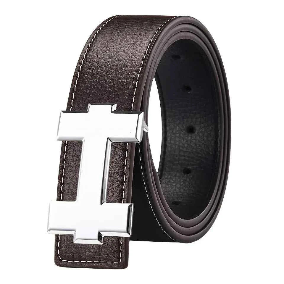 3.3cm Fashion Casual Belt with Silver Smooth Buckle, Designer men belt High-Quality, Unisex Fit, Perfect for Jeans Workwear
