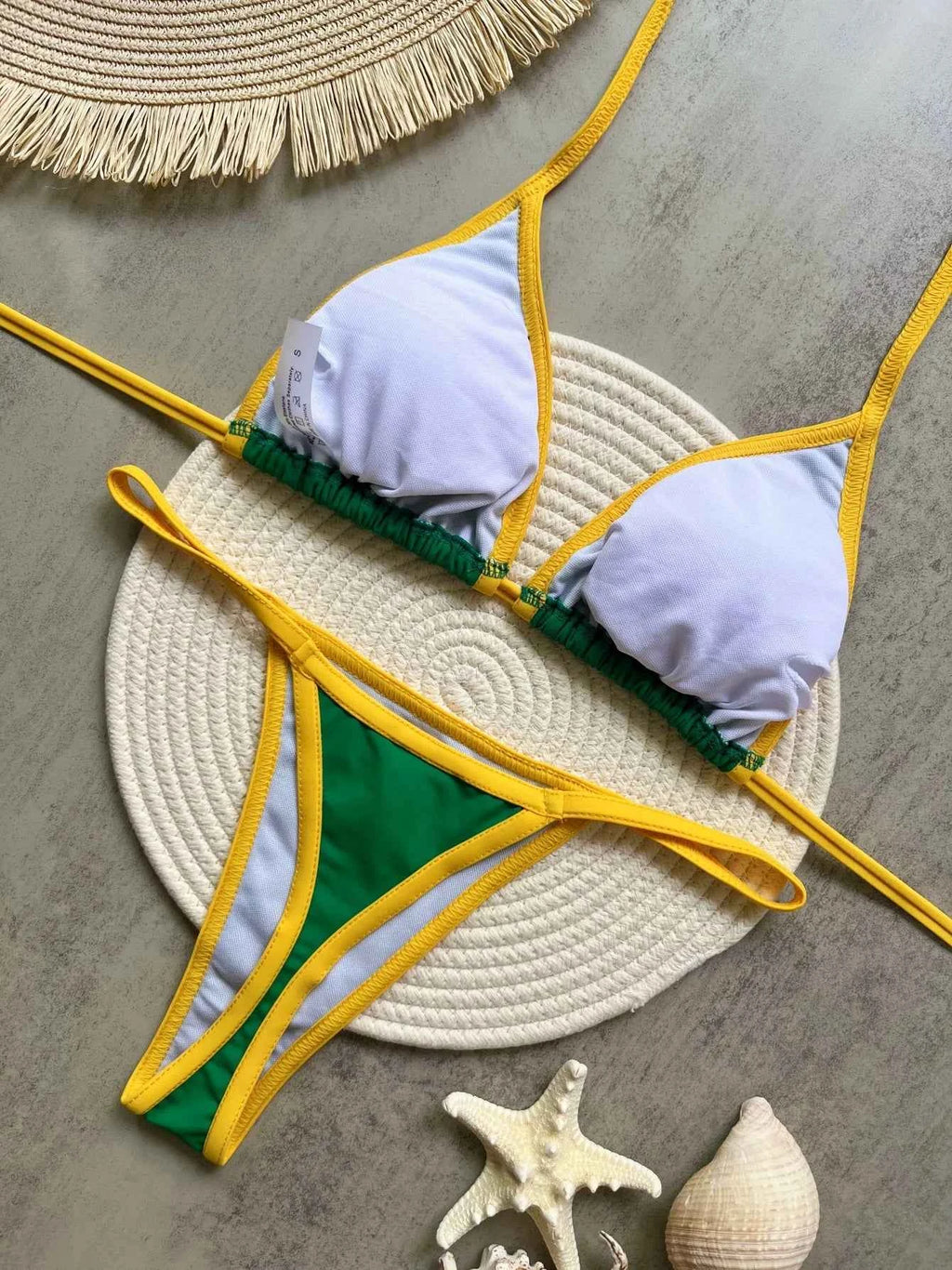 Brazilian Swimsuit Women's Sexy 2 Pieces Mini Bikini Set Triangle Halter Backless Thong Beach Bathing Suit Summer 2025 New Style