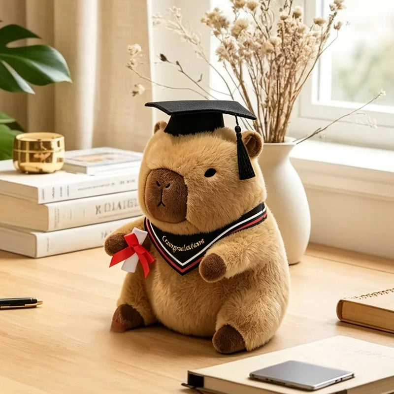 23cm Cute Graduation Capybara Plush Doll Doctor Cap Bear Animal Plush Stuffed Home Party Decor Gift For Kids Graduation Gifts