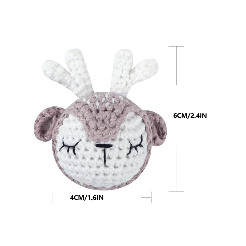 Crochet Animal Baby Pacifier Clip Accessories Handmade Knitted Bunny Teether Beads Newborn Nipple Clip Dummy Soother Holder Toy