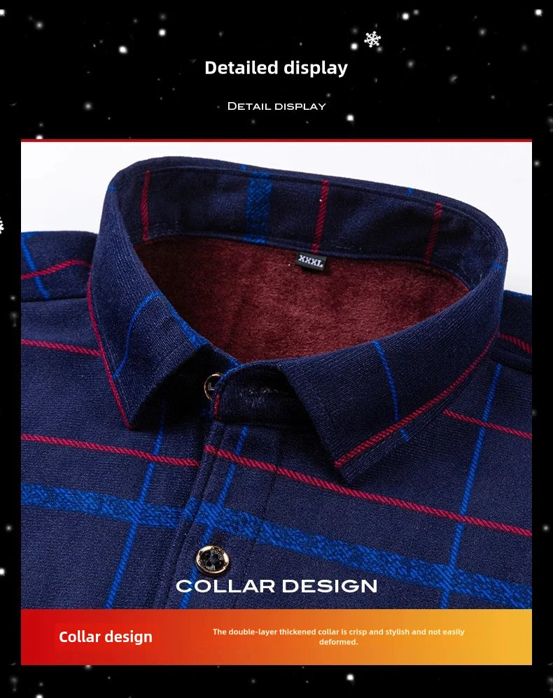 Men's long-sleeved shirt with fleece thickened warm autumn and winter plus size 8XL9XL slim casual plaid everything comfortable