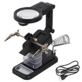 LED Light Desktop Magnifying Glass Soldering Station USB Adjustable Helping Hands Magnifier with LED Light and Alligator Clips