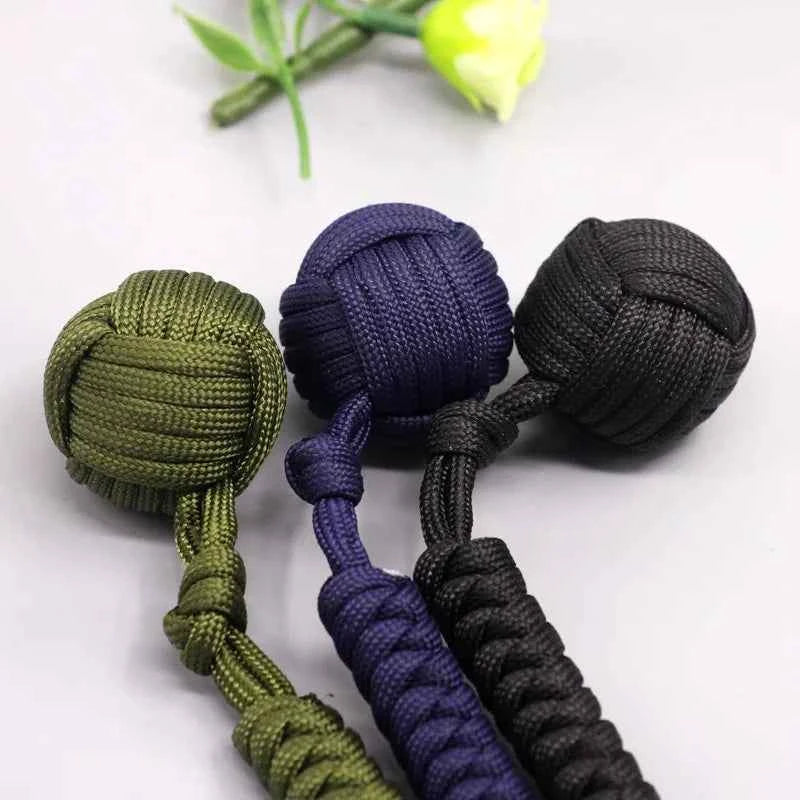 Emergency Escape Parachute Rope Woven Steel Ball Self-defense Ball Hand Woven Multifunctional Parachute Rope Woven Keychain