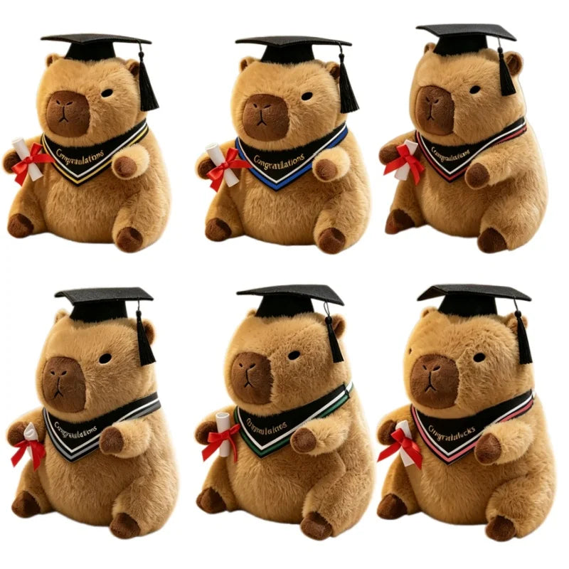 23cm Cute Graduation Capybara Plush Doll Doctor Cap Bear Animal Plush Stuffed Home Party Decor Gift For Kids Graduation Gifts