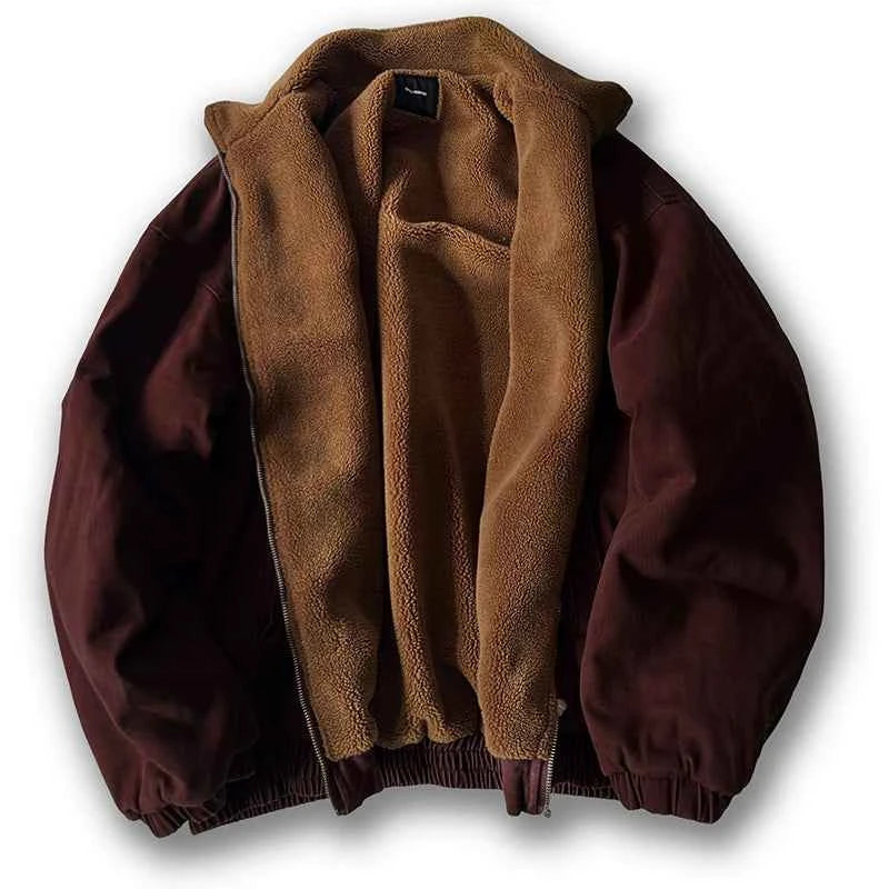 Japanese Vintage Polar Fleece Jacket Men Winter High Quality Thick Jacket Korean Streetwear Loose Couple Trendy Warm Coat Male