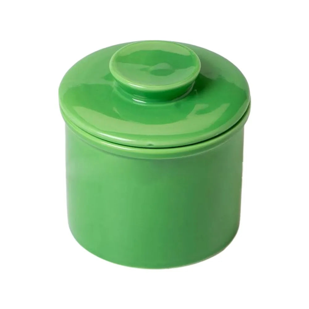 Kitchen Gadgets Ceramic French Butter Crock with Lid Solid Color Butter Cup Sealed Household Butter Jar Cheese
