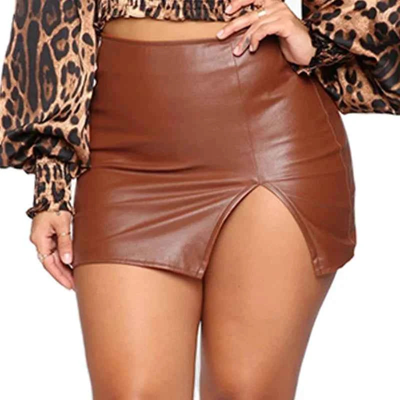 High Waist Sexy Pencil Skirt Fashion Women Sexy PU Leather Tight Miniskirts Ladies Office Slim Bodycon Skirts Night Clubwear