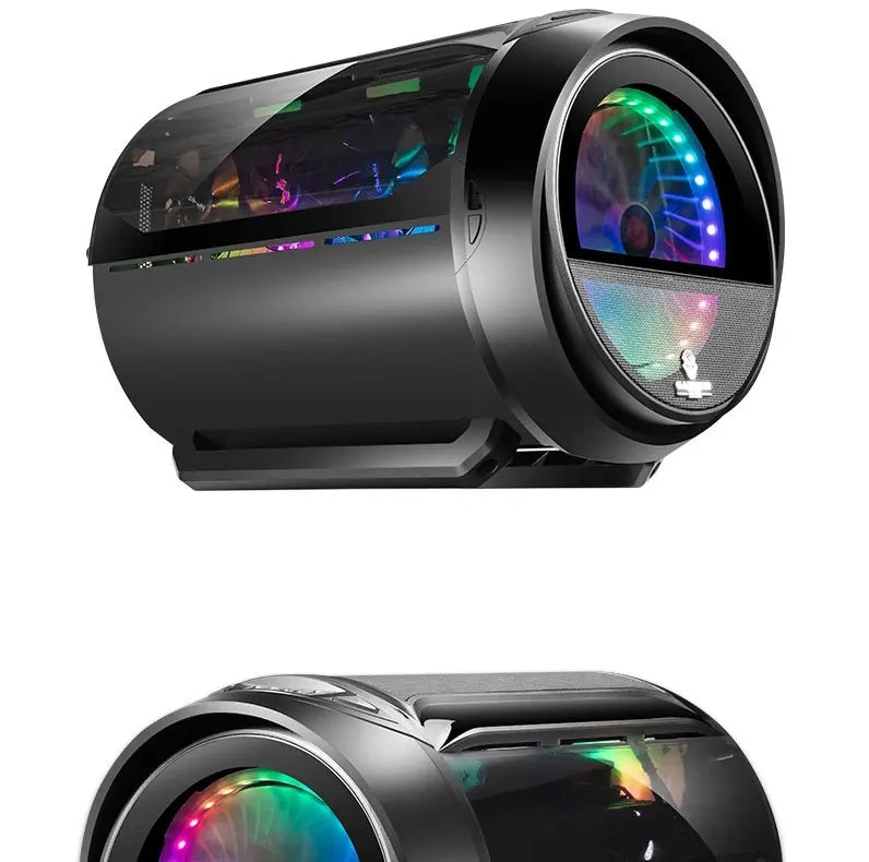 WJCOOLMAN Yuanqidan Mini Computer Case - Circular Side-Exposed Desktop Computer Case Compatible with 240 Water Cooling