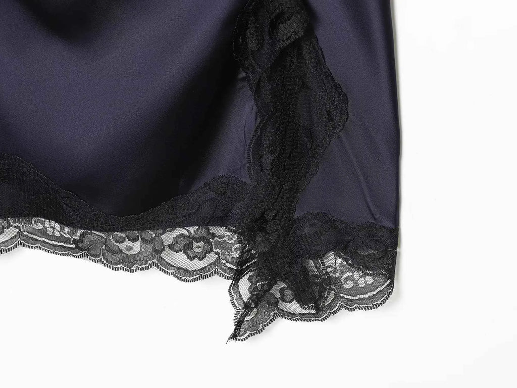 BSAY Satin dresses women's clothing fashion back zip hem lace patchwork slit sexy nightclub mini dress chic French Evening