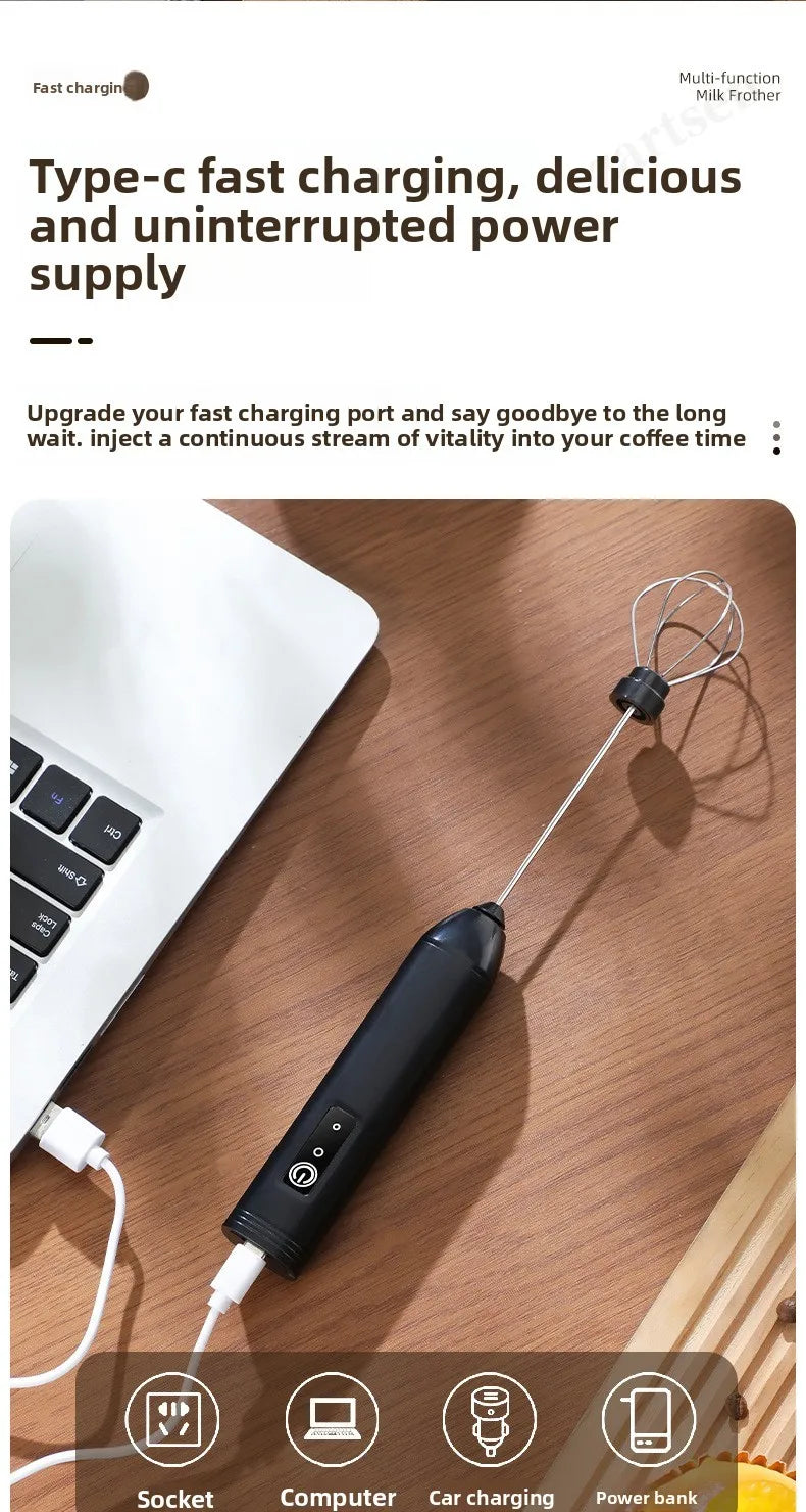 Coffee Frother/MILK Whisk+Egg Beater MINI Food Blender USB Rechargeable Handheld  Espresso Tools