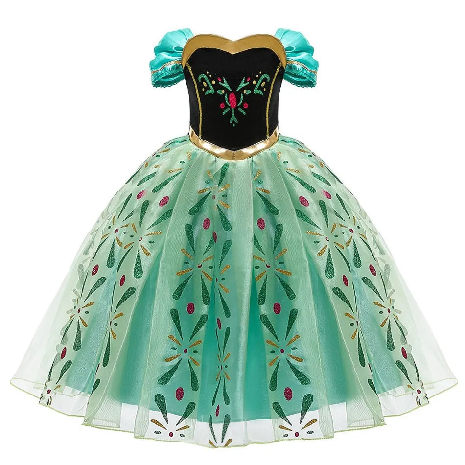 Girl Princess Cinderella Dress Elsa Anna Mermaid Jasmine Belle Snow White Costume Girls Birthday Party Halloween Dress 2-10 Year