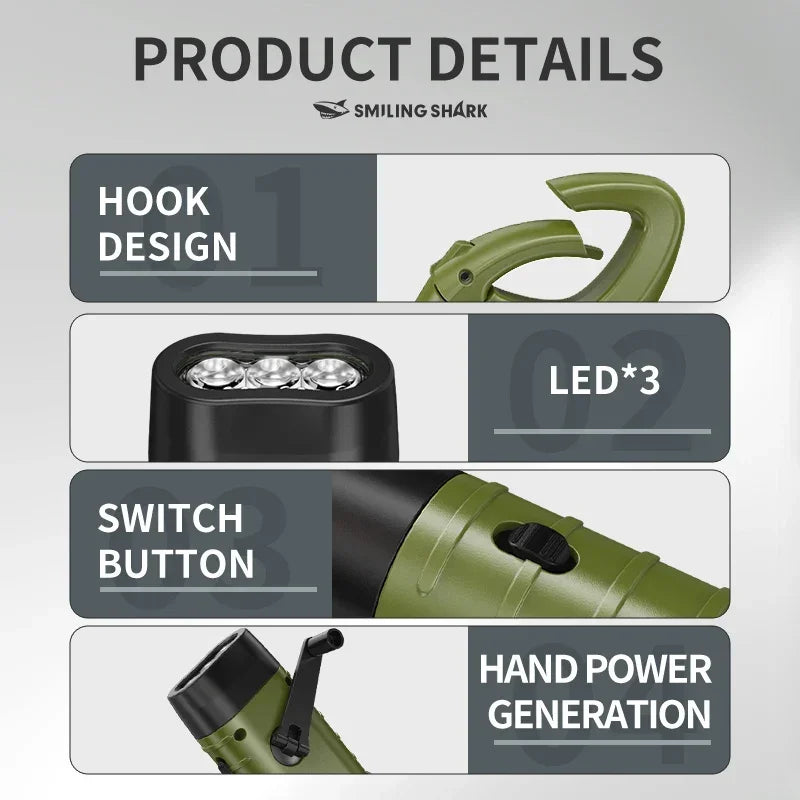 Solar Hand Crank LED Flashlight – Rechargeable Emergency Lamp