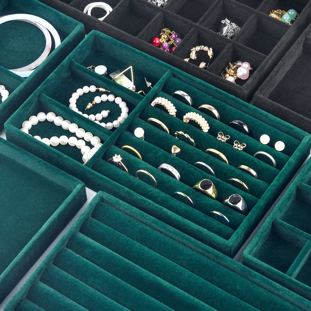 Velvet Jewelry Box Organizer DIY Earring Necklace Ring Jewelry Display Tray Portable Storage Box Jewelry Organizer Display Case