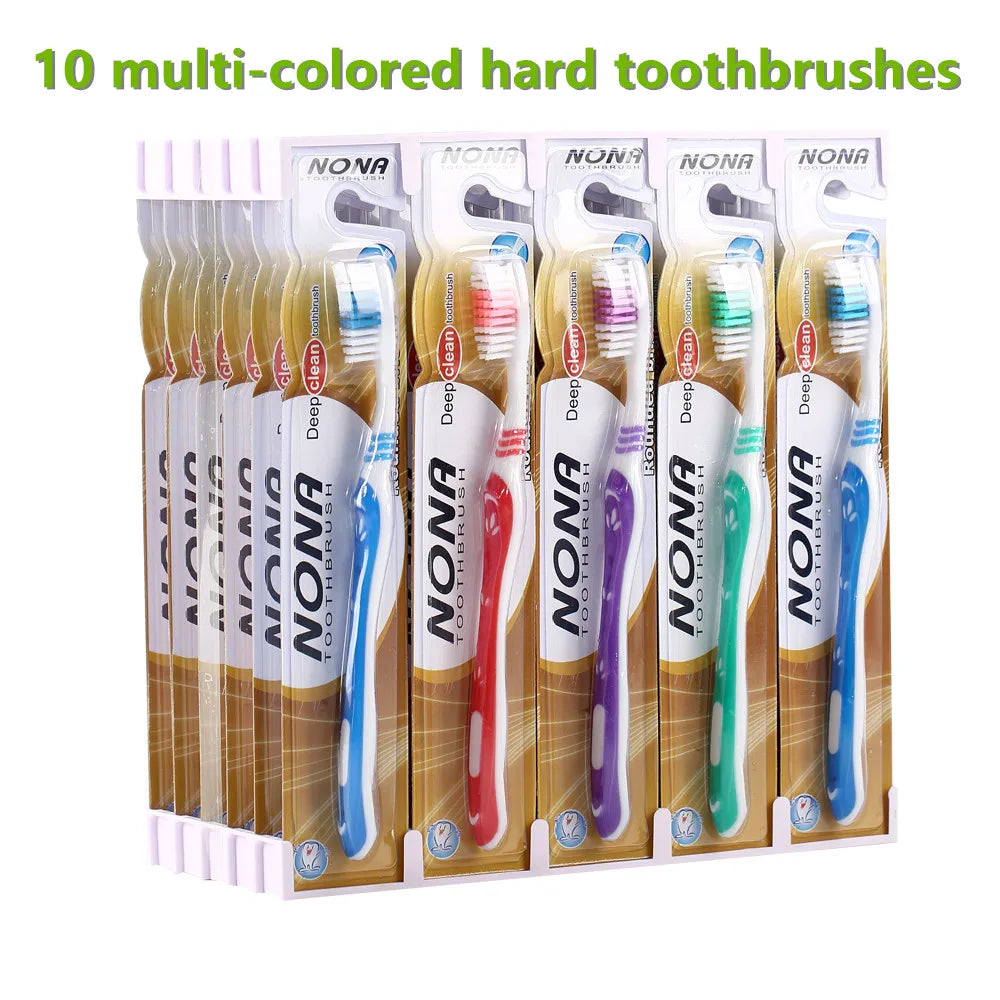 10 hard toothbrushes Color Soft Bristle Manual Toothbrush Set For Gentle Gum Care