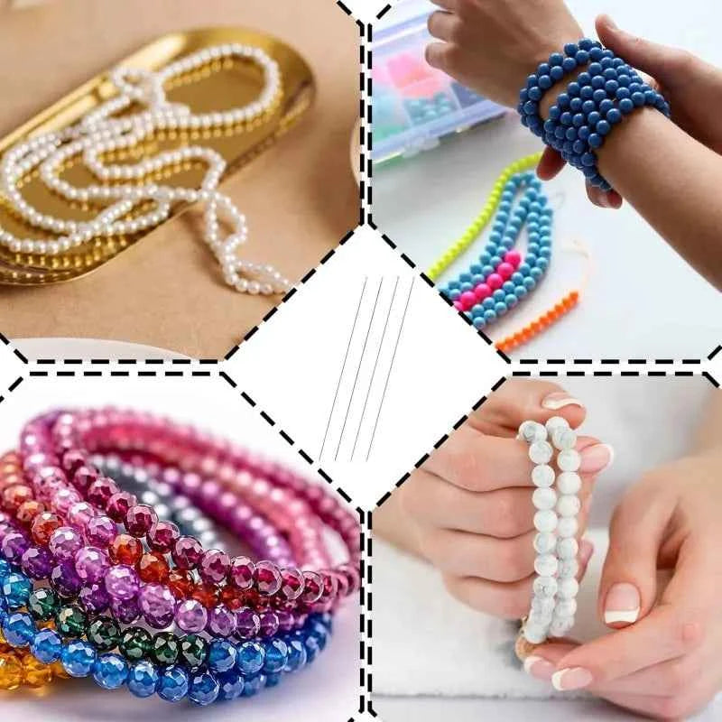 2pcs Beaded Needles With Steel Needles, Long And Thin Beaded Leads, Side Threaded Hooks And Beads For DIY Handmade Jewelry