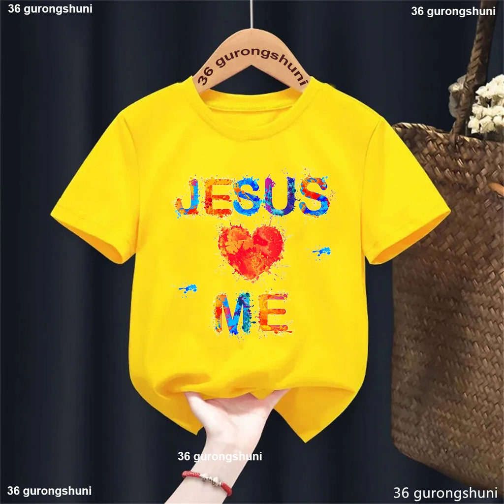 Newest Jesus Love Me Graphic Printed Tshirt Girls/Boys Cool 2-13 Years Kids Clothes Summer Fashion Short Sleeve T-Shirt Tops