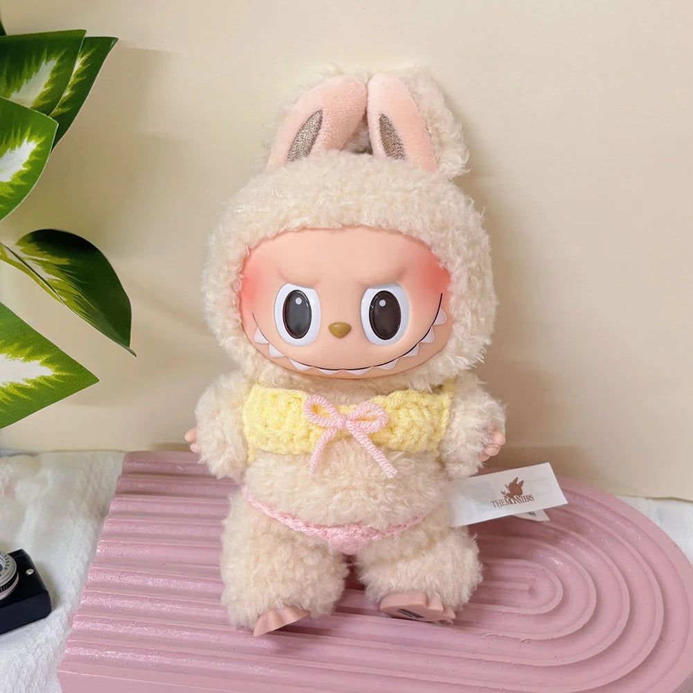 Mini Doll'S Clothes Outfit Accessories For 15-17cm Labubu Idol and 10cm cotton doll Solid color one-piece swimsuit Clothing Gift
