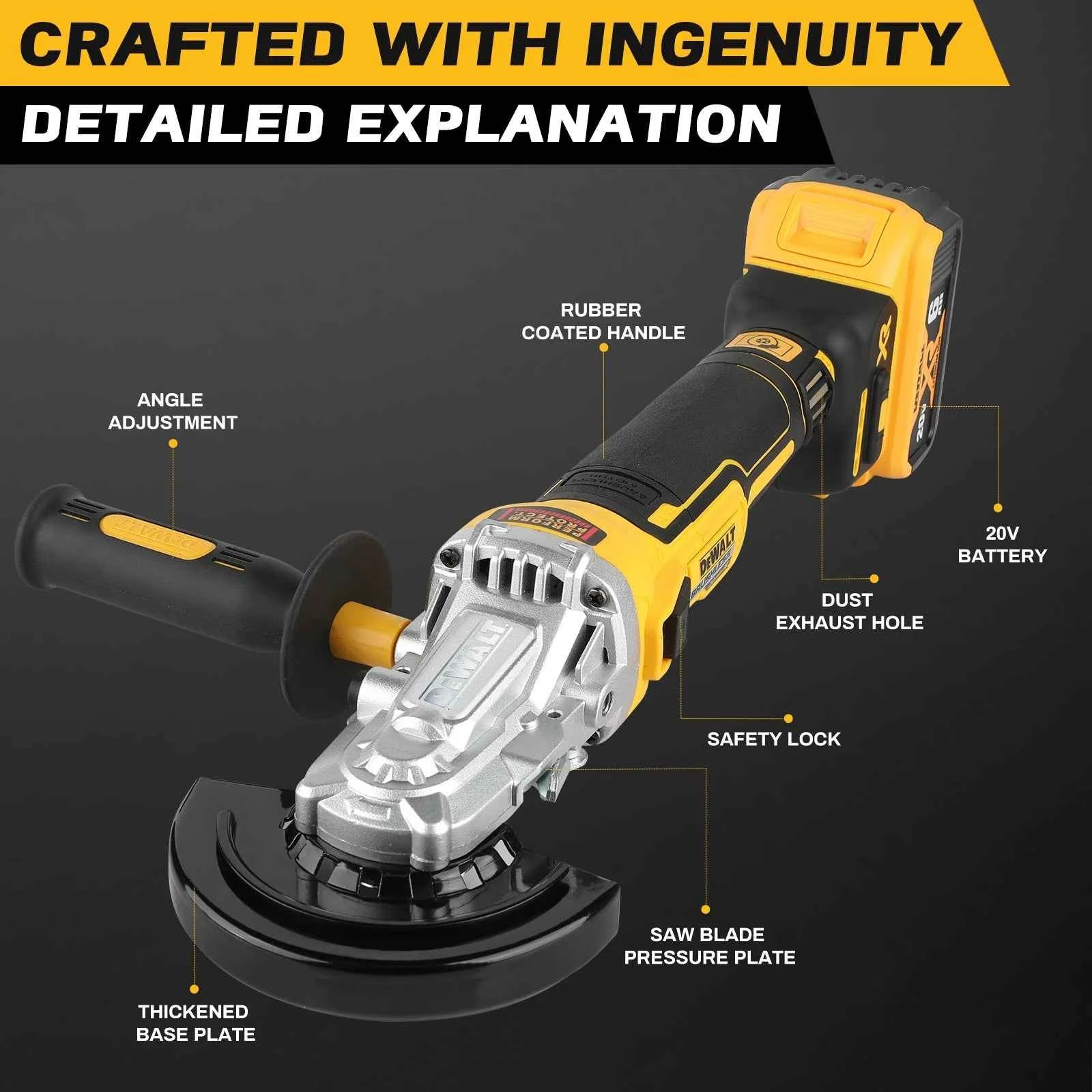 DEWALT DCG405FN 18V Max XR Brushless Cordless Angle Grinder - 125mm, 8500 RPM, Cutting & Polishing, Rechargeable Handheld Tool
