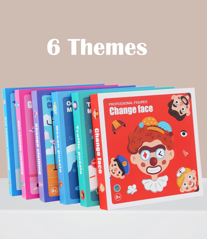 Magnetic Puzzles, Car Airplane Road Travel Activities Games For Children, Change Clothing, Change Face,Traffic Ocean Puzzles