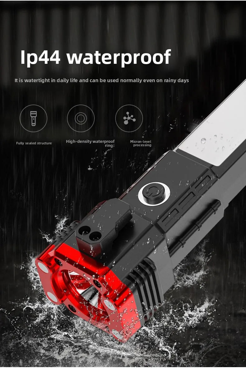 Multi-Functional Outdoor Flashlight-Pathfinding&Work Light Emergency Self-Rescue Safety Hammer with Window Breaker