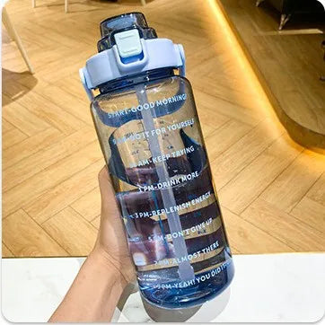 2-liter plastic water bottle, straw sports fitness cup, large portable travel water bottle