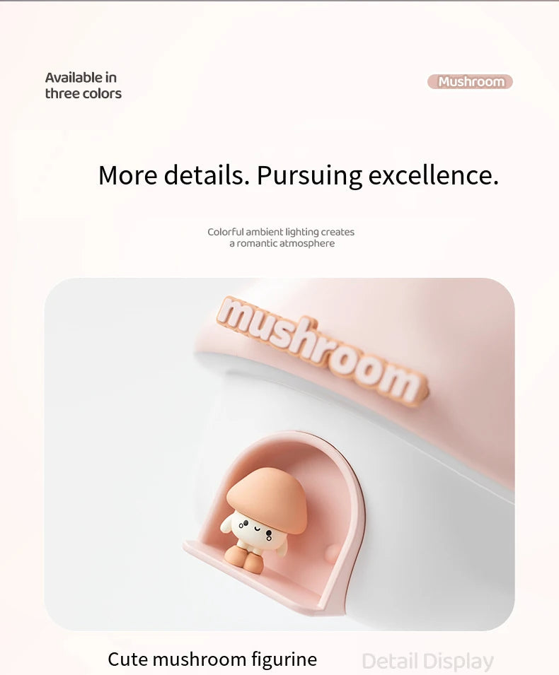 Cartoon Air Humidifier 300ml Mini Essential Oil Aroma Diffusers Colorful Lighting Cute Mushroom House Home Ultrasonic Humidifier