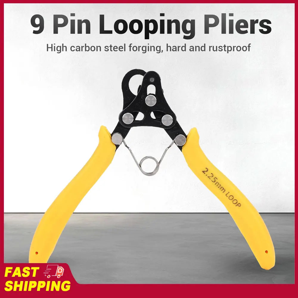9 Pin Looping Pliers Looping Pliers Tool 2.25mm One Step Looper for 18-26 Gauges Craft Wire Golden Silver Copper Iron Winding
