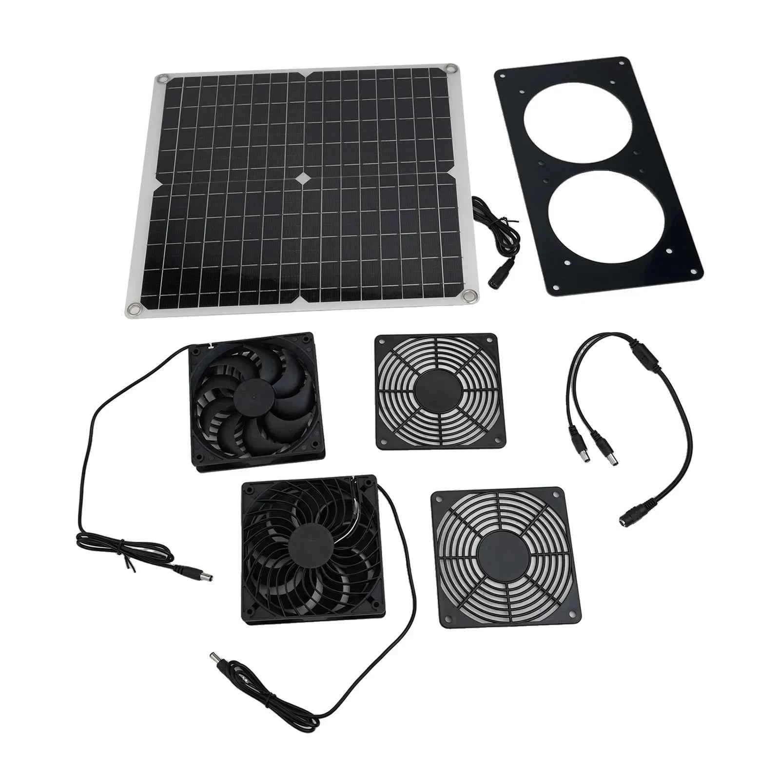 Cooling W Solar Panel Fan Outdoor Solar Exhaust Fan RV W Solar Panel Durability Greenhouses Exterior Laminated Chicken Coops