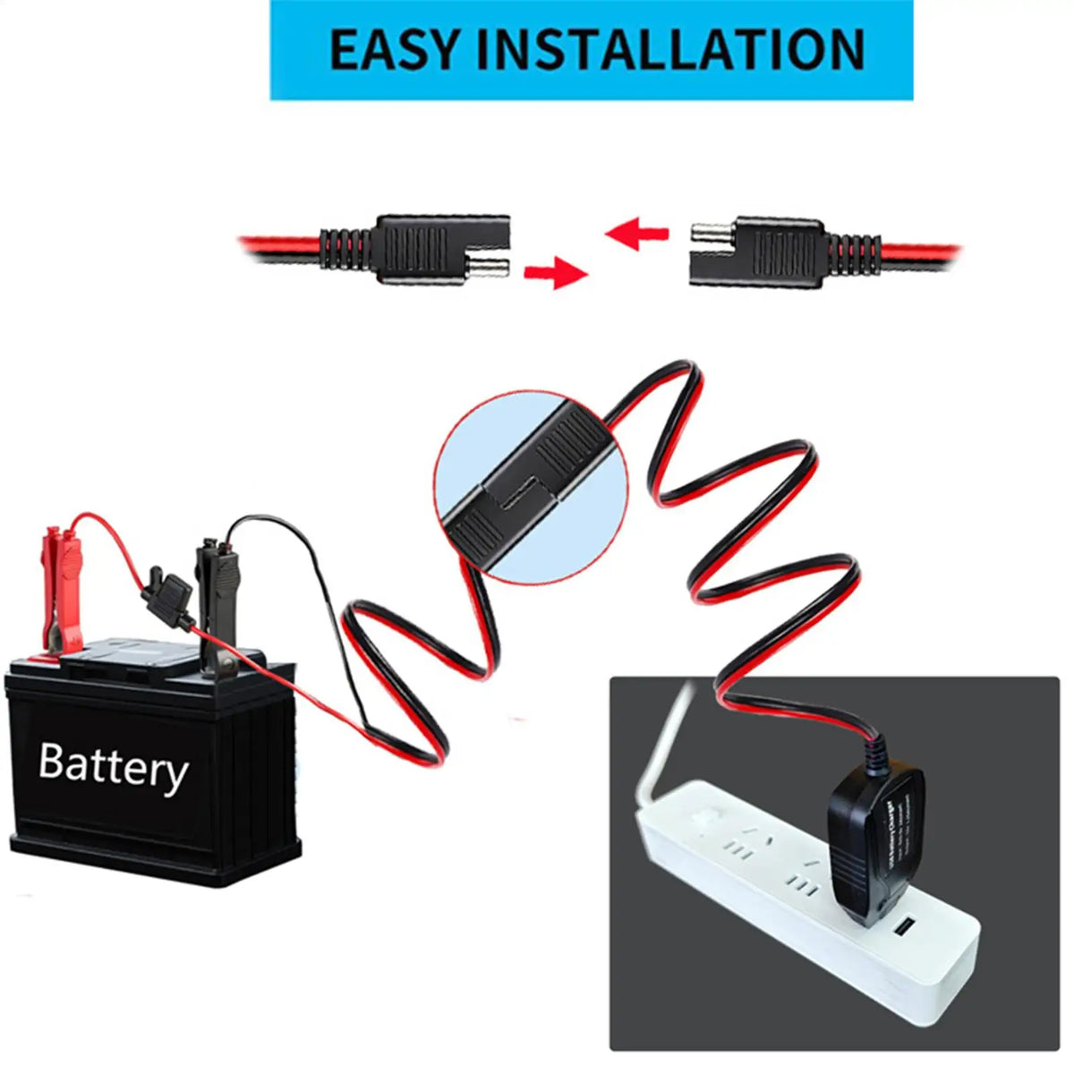 12V Motorcycle Battery USB Charger Maintainer For Vehicles