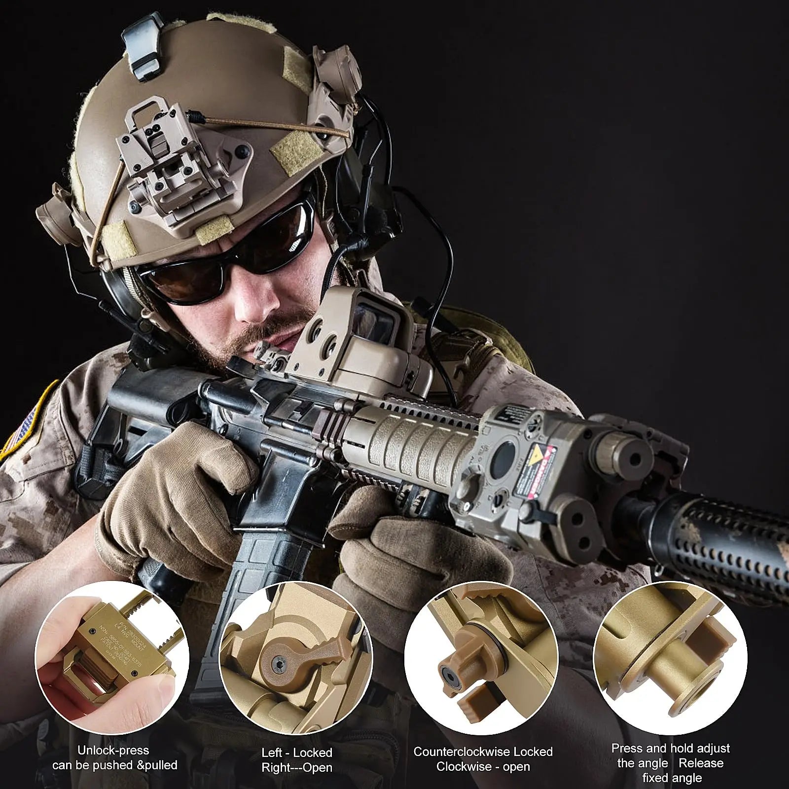 BOOIU New L4G24 NVG Tactical Helmet Mount Metal/Nylon Holder Bracket For PVS15/18  Goggles Night Vision Stent Helmet Accessories
