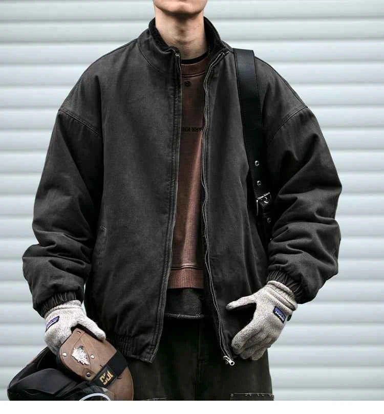 Japanese Vintage Polar Fleece Jacket Men Winter High Quality Thick Jacket Korean Streetwear Loose Couple Trendy Warm Coat Male