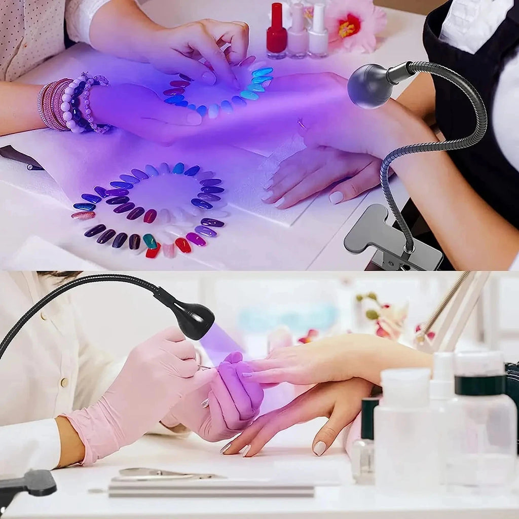 3W UV Nail Lamp 395nm LED Clip-on Flexible 360° USB Portable Desk Light Manicure Salon Dryer Curing for Gel Nails Resin Art Gift