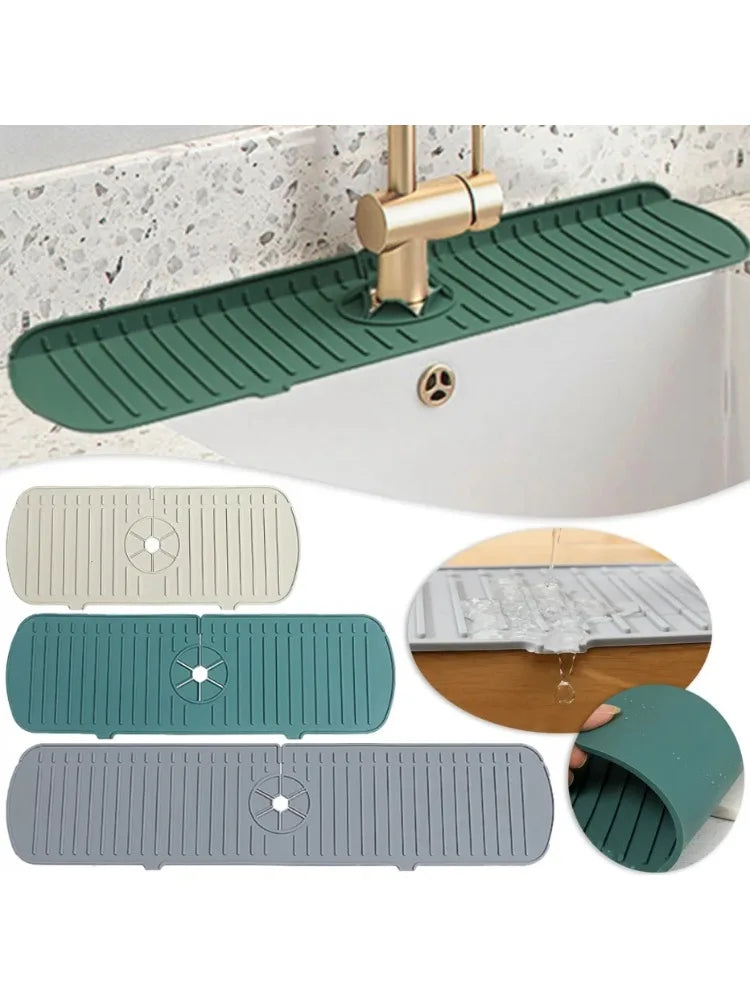 Kitchen Faucet Splash Pad Silicone Sink Faucet Splash Guard Mat Sponge Drain Rack Countertop Protector for Bath Kitchen Gadgets