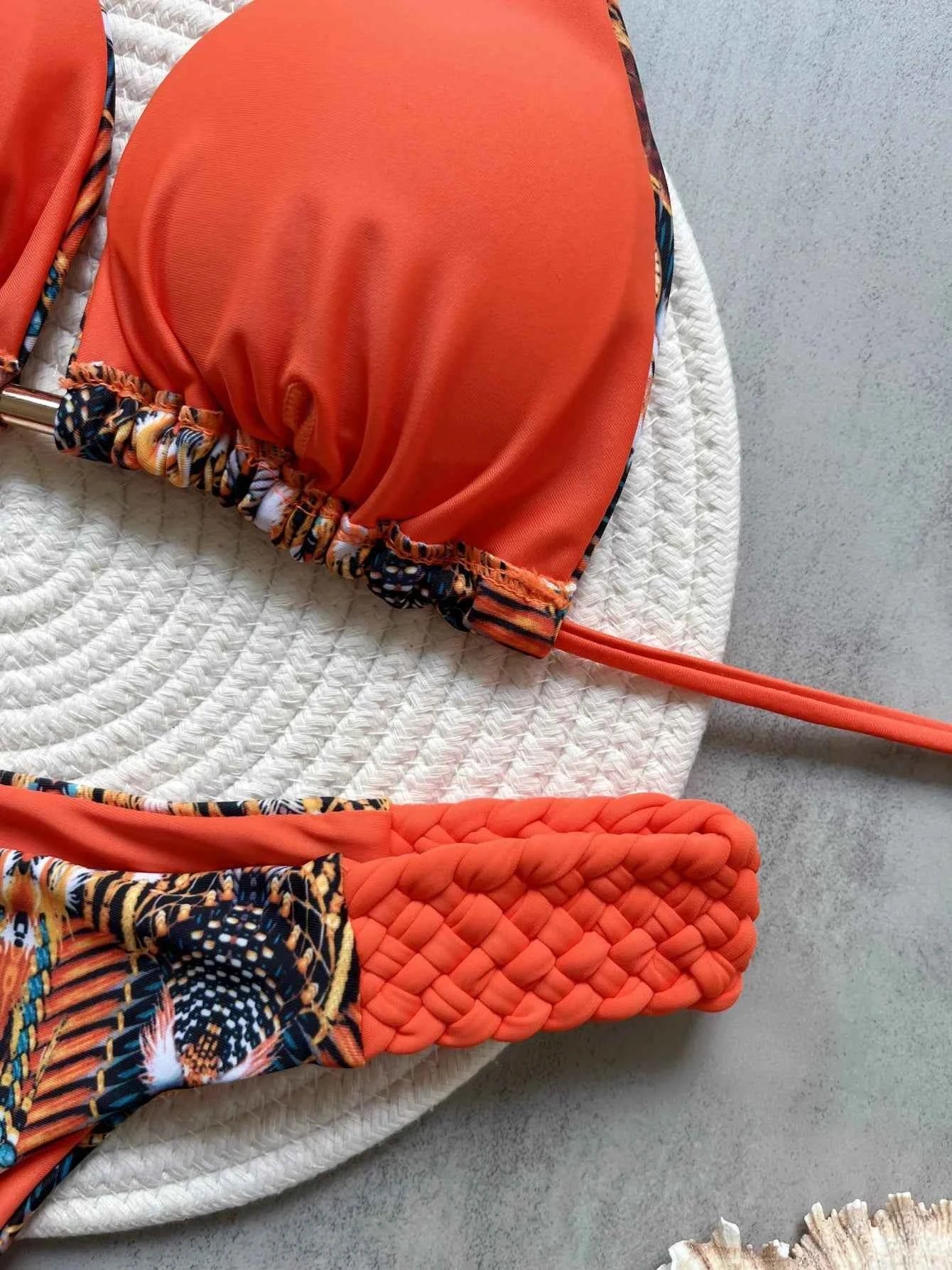 RUOTONSEPT Print Halter Mini Thong High Cut Bikini Female Swimsuit Women Swimwear Two-pieces Bikini set Bather Bathing Suit Swim