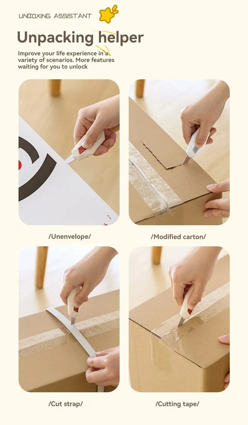 Diamond Design Unbox Knife Safety Round Head Cutter Magnetic Carton Box Cutter for Opening Package Letter Utility Knife