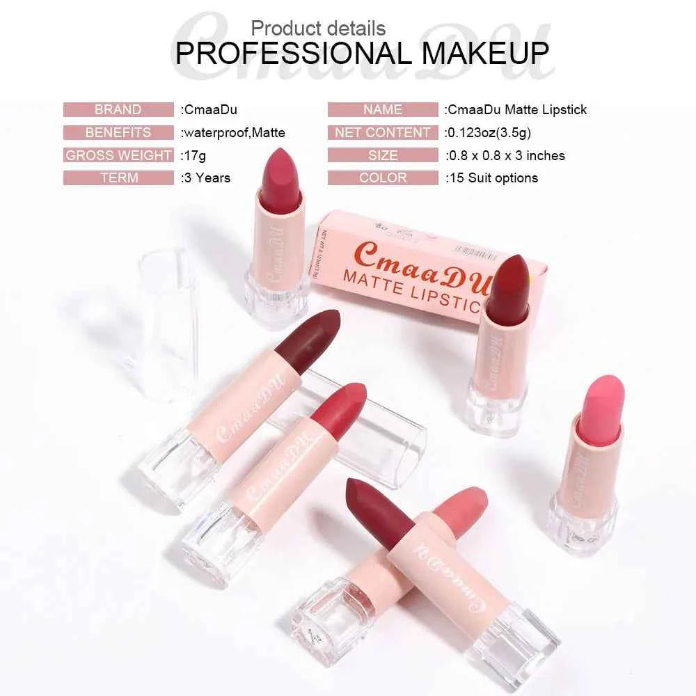 1 Pcs Velvet Matte Lipstick Long-Lasting Non-Stick Cup Waterproof Moisturizing Lip Gloss Fashion Classic Shades For Daily & Date
