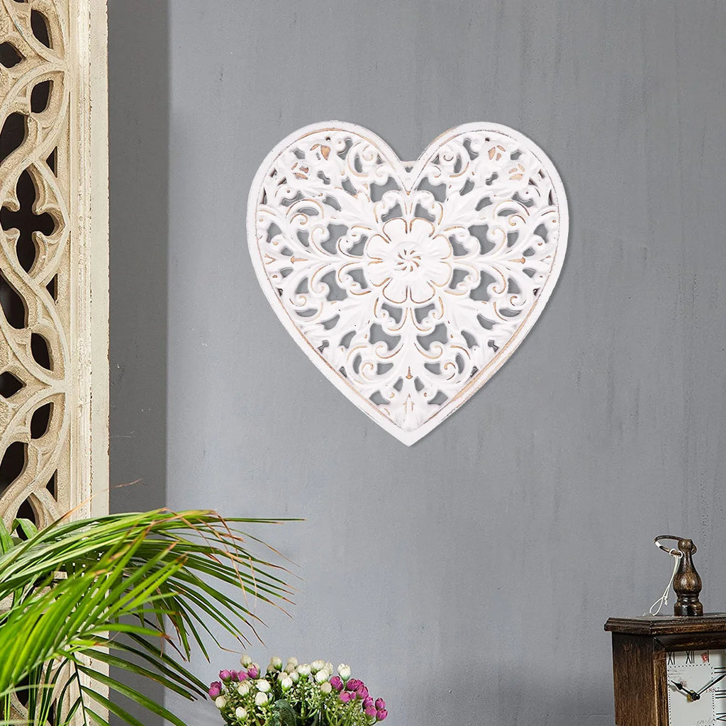 Wooden Wall Decor Floral Hollow Carved Wall Panel Hanging Decor Rustic Wall Art Sculpture Home Wall Ornament for Hallway Bedroom