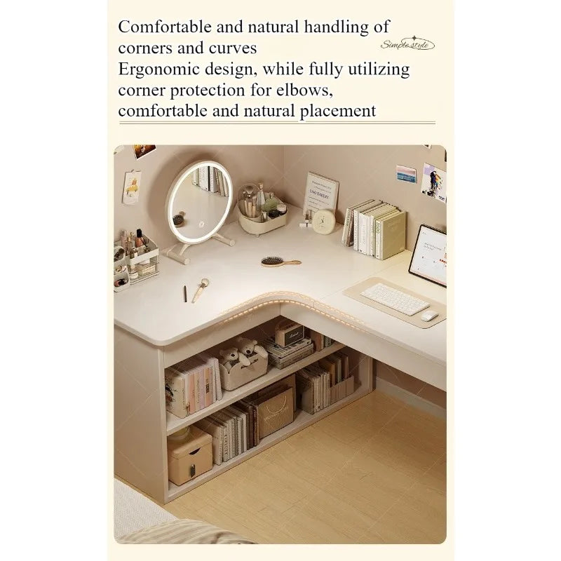 Computer desk Desktop Home bedroom Bookshelf Integrated student learning to write Corner Multifunctional office desk