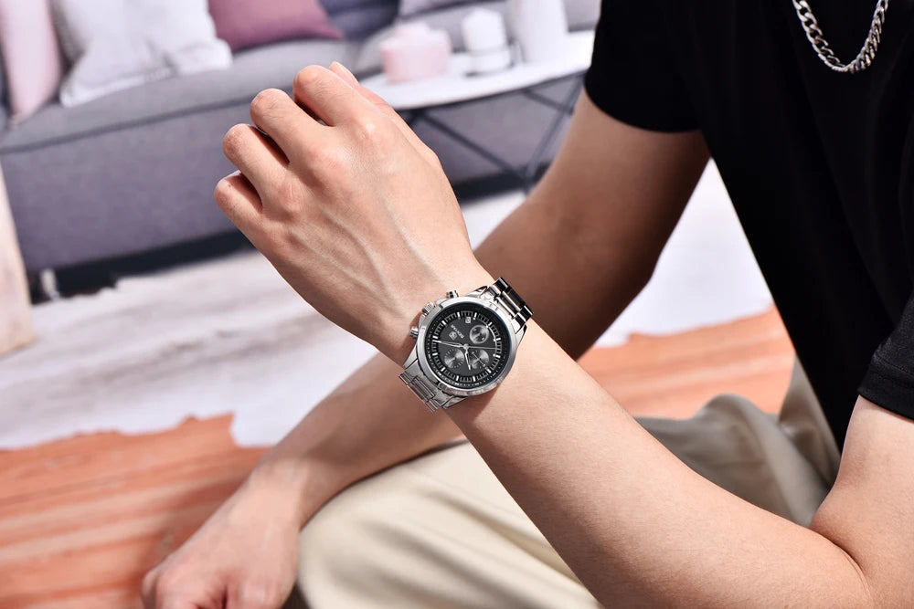 BENYAR Men's Watches Luxury Quartz Wristwatches Chronograph Watch Men Gifts Waterproof Stainless Steel Clock Reloj Hombre 2025