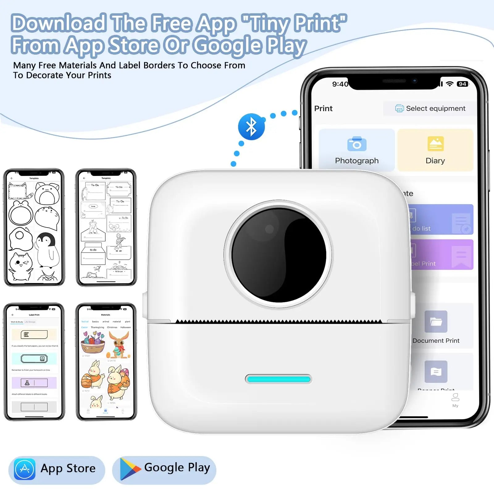 Thermal Portable Printer Mini Pocket Print Photo Thermal Label Printers With 57mm Printing Wireless BT Android And iOS Printers