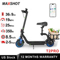 MAXSHOT 8.5'' Electric Scooter with Seat & Basket 15miles Max Range 19MPH Max Speed Foldable Adult E-scooter LED Lights 265lbs Max Load