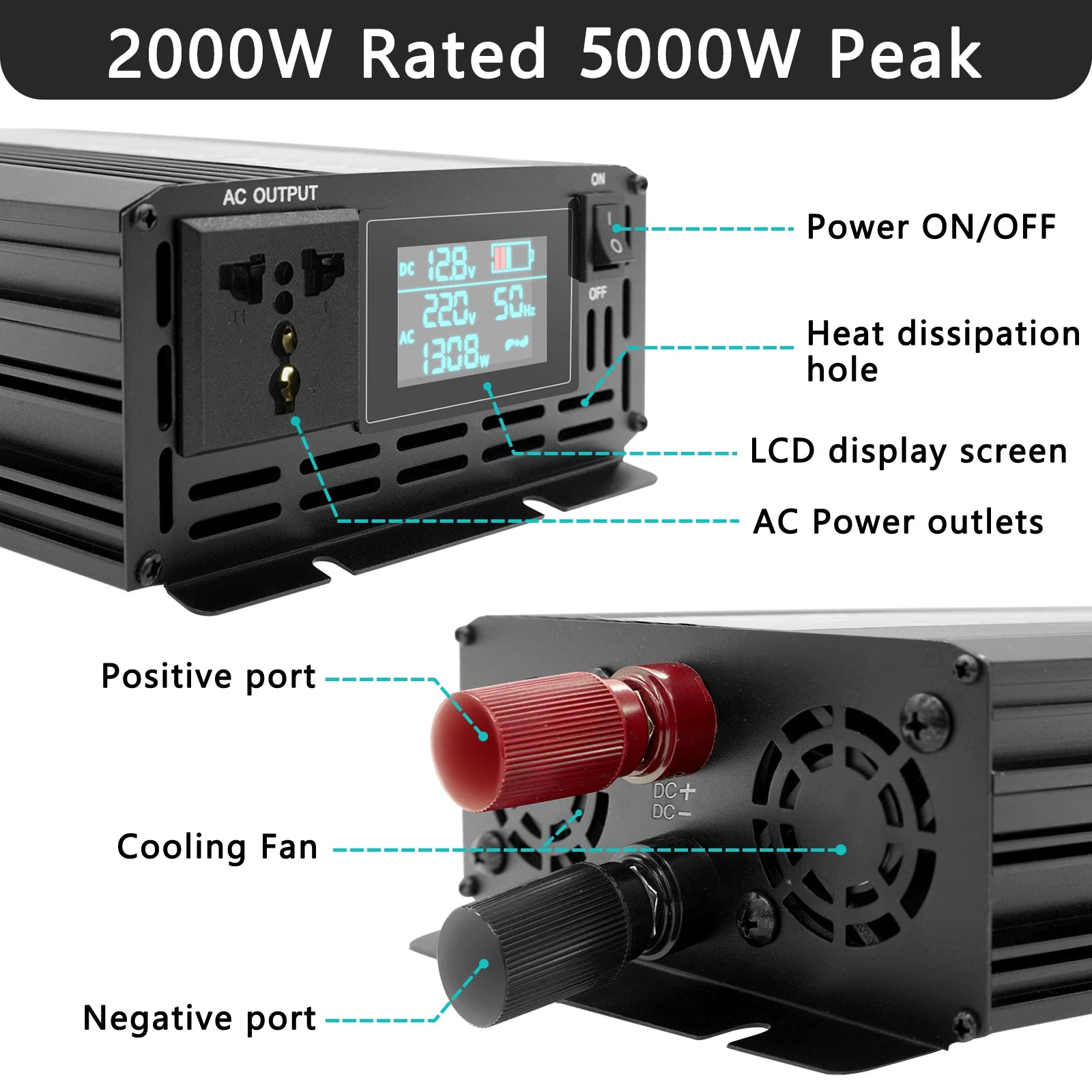 Pure Sine Wave Inverter 12V 220V 1000W-5000W DC 12v To AC 220v Power Supply Converter Car Solar Inverter