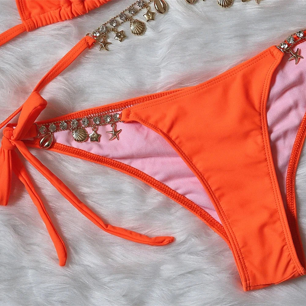 Sexy Bikinis 2026 Women's Solid Color Swimwear Female Swimsuit Swim Wear Bathing Suit Brazilian Bikini Set Beachwear Pool Bather